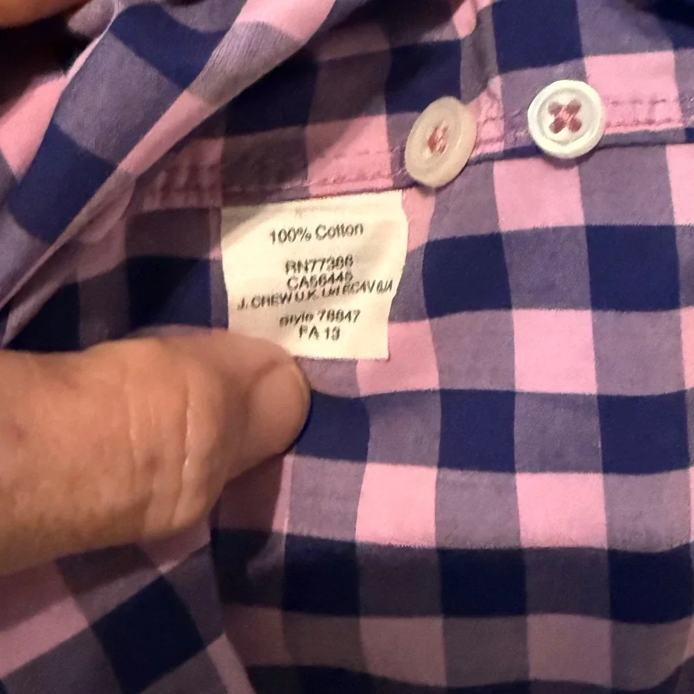 J Crew‎ Mens Light Weight Plaid Button Down Shirt EUC  X Large Pink Navy